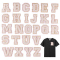 Pink Gold & Beige Chenille Patch Letter Patches Iron on Alphabet Letters 5.5cm