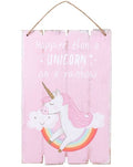 'HAPPIER THAN A UNICORN' HANGING WOODEN WALL PLAQUE SIGN MAGICAL MYTHICAL GIFT