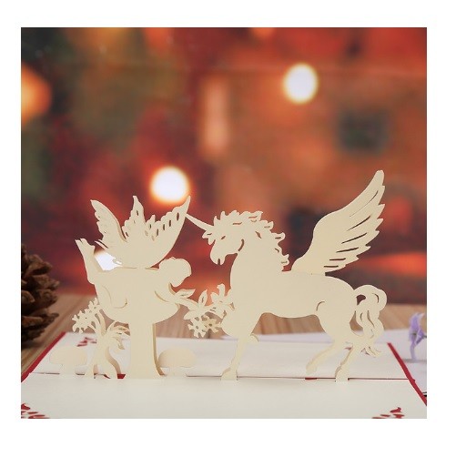 Unicorn & Fairy 3D Greeting Card Birthday Pop Up Handmade Kirigami - Unique