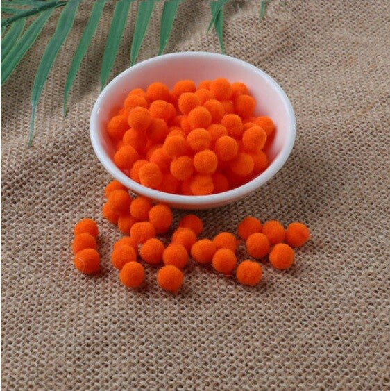 Craft Pom Poms Size 8mm Many Colour Options & Pack Sizes Pom Pom Art & Craft - Dark Orange
