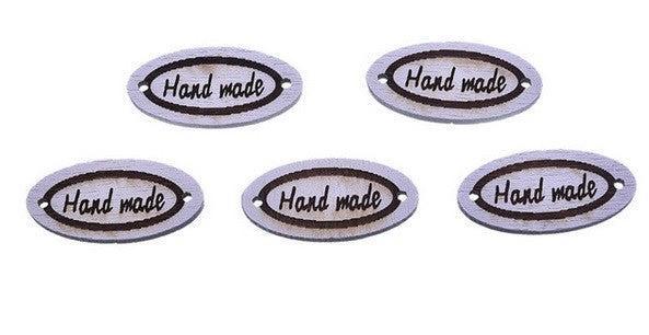 Handmade Wooden Tag Buttons Mixed Designs Craft Gift Tags Scrapbook 10/25/50/100 - Oval White