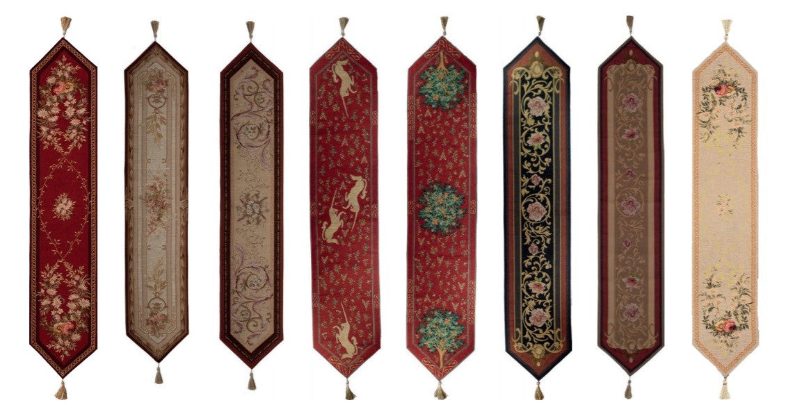 FRENCH TAPESTRY LOOM WOVEN WOOL TABLE RUNNERS UNICORN MORRIS FLORAL 36x180cm