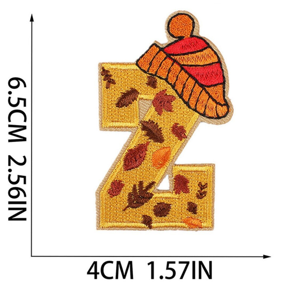 Autumn Fall Alphabet Patch Letter Patches Iron on Sew on Thanksgiving Letters