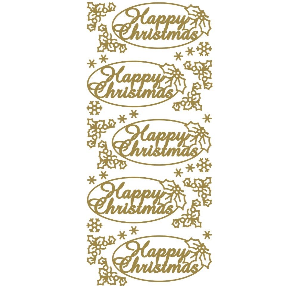 Merry Christmas Happy Christmas Peel Off Sticker Card Making Craft Stickers - Happy Christmas Gold D2