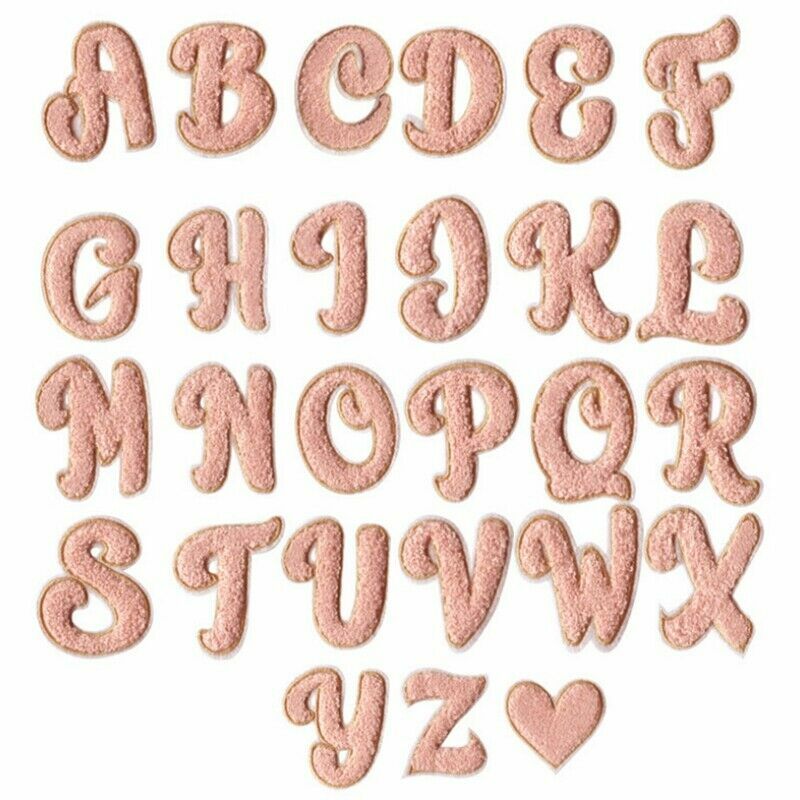 Pink Chenille Patch Letter Patches Iron on Sew on Alphabet Embroidery Customise