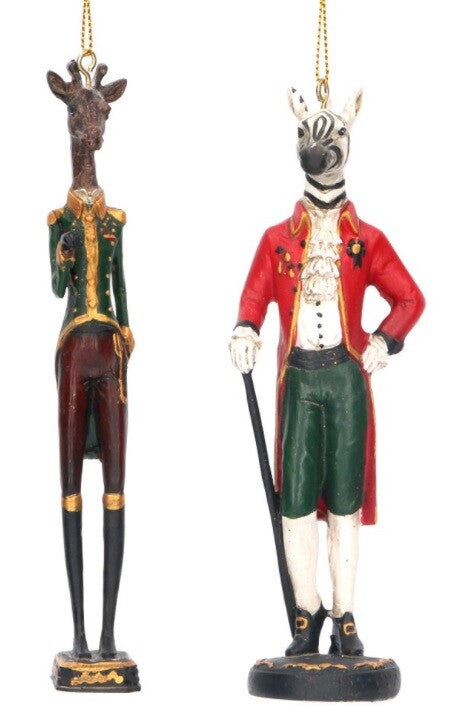 Handcrafted Tree Ornaments Baubles Premium Traditional Christmas Tree Decoration - Dressed Giraffe & Zebra Set
