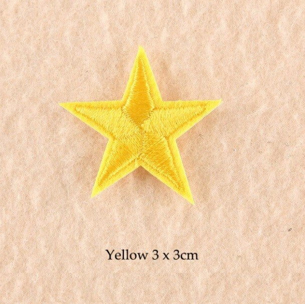 2 Yellow Star Patches Iron On Sew On Stars Patch Embroidered Applique Badges
