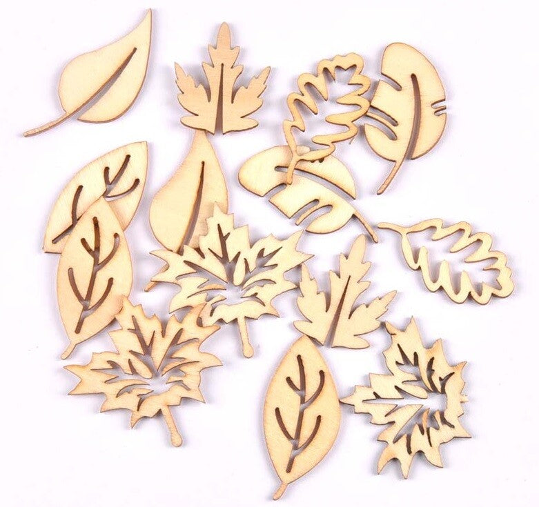 Wooden Leaves Shape Craft Leaf Wood Slice Embellishments Scrapbook Decoration