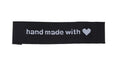 Black Fabric Labels Hand Made With Love Sew On Garment Clothing Tags 60x15mm
