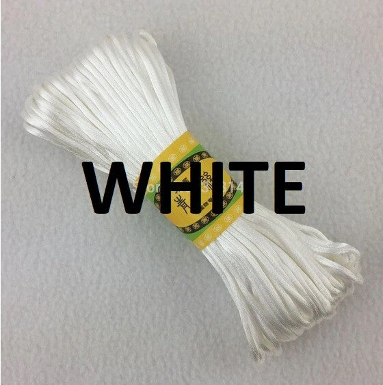 Cord Silky Satin Kumihimo Braiding Rattail Macrame 2mm Thick 5/10/20 Meter - White