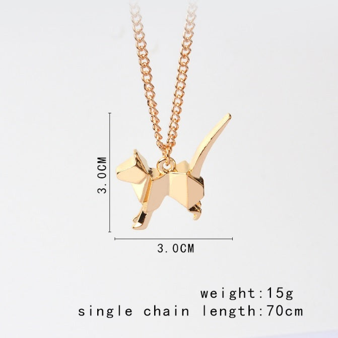 Origami Cat Stylish Necklace Kitsch Gold Rose Silver Black Kawaii Unique