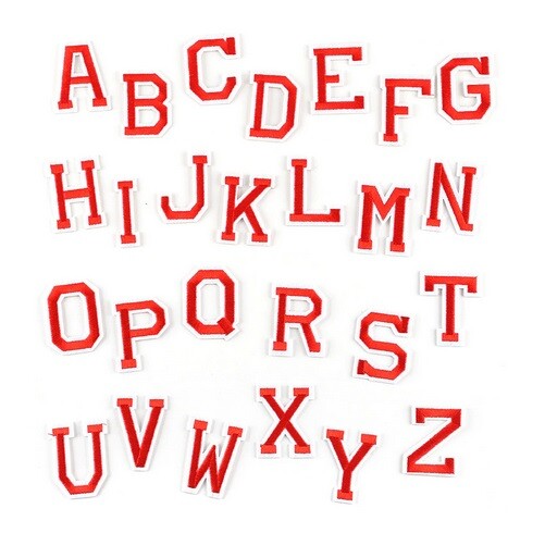 Red Letter Patch Patches Iron or Sew on Alphabet Embroidery Customise Clothes