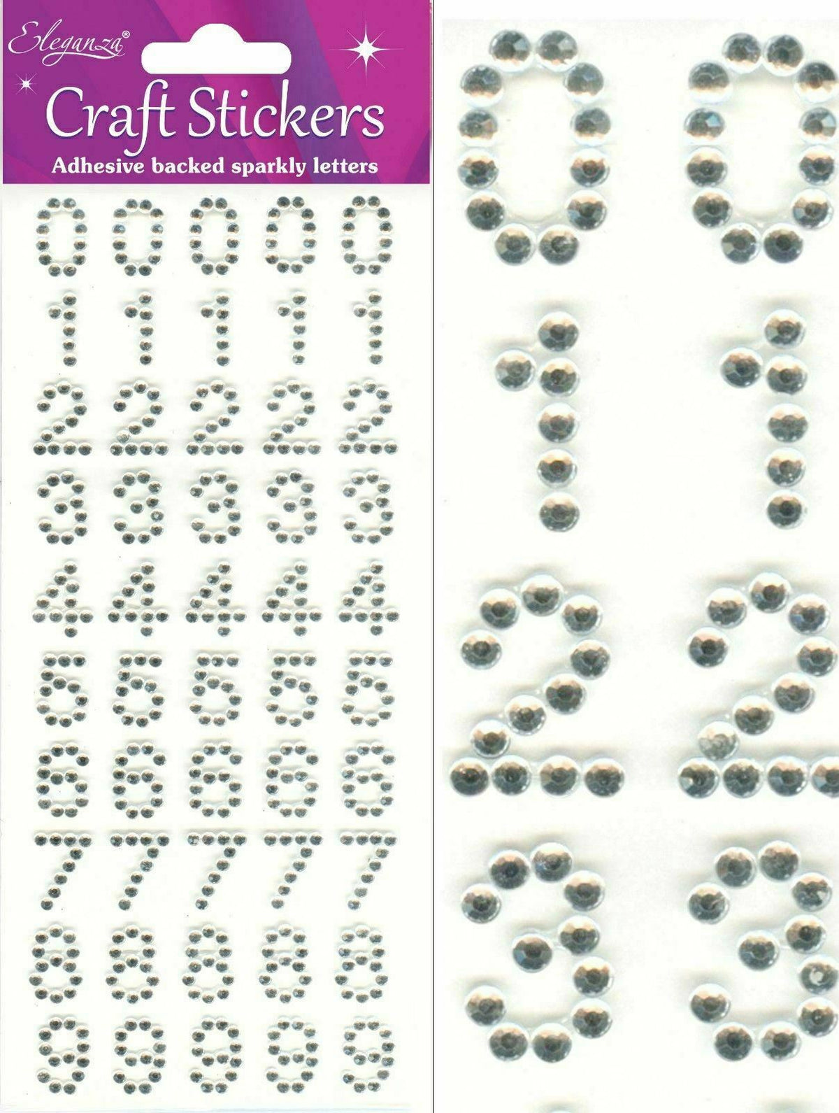 Self Adhesive Glitter Diamante Letters Number Alphabet Stickers Peel Off - Numbers Crystal