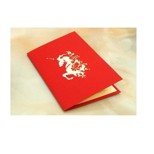 UNICORN & FAIRY 3D GREETING CARD BIRTHDAY POP UP HANDMADE KIRIGAMI - UNIQUE