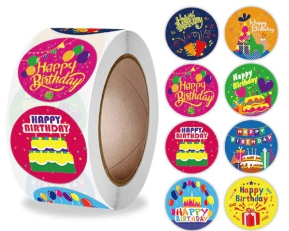 Happy Birthday Stickers Labels Seals Gift Craft Party Card Making Label 25mm - Design 9
