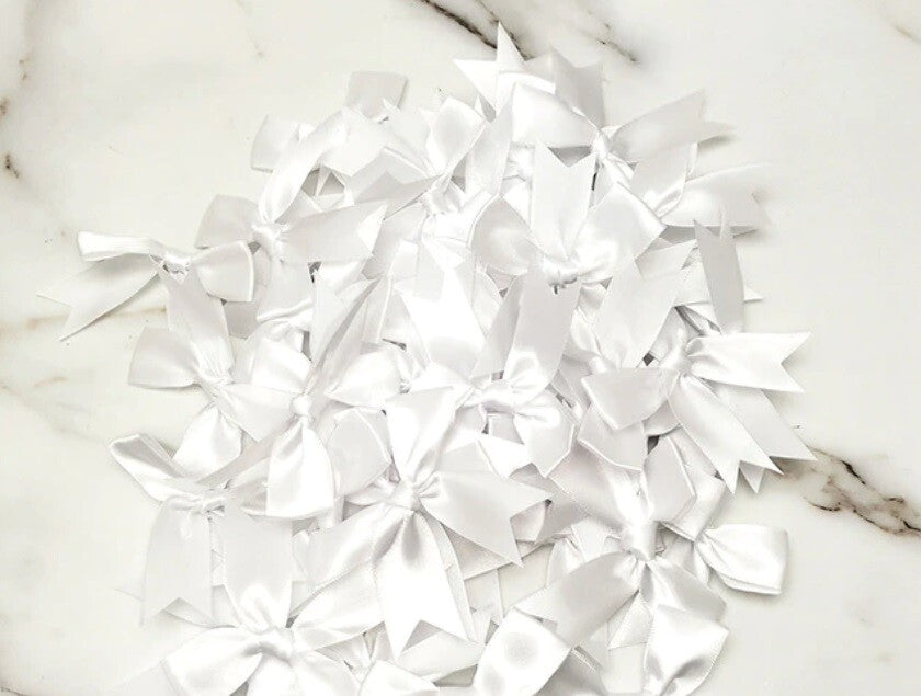 8.5cm Satin Bows 25mm Pre Tied Ribbon Sewing Crafts Wedding Cards Scrapbook