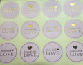 Round Paper Labels 'Hand made with love' Gift Craft Stickers Pink & Gold MD