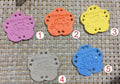 Faux Leather Labels Hand Made With Love Sew On Clothing Tags Heart Oval Flower Regency - Flower Yellow Design 3
