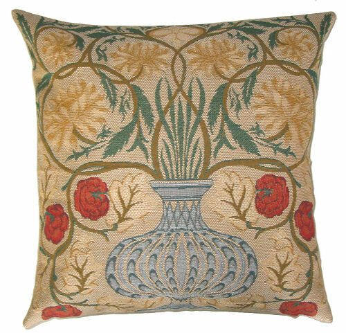 WILLIAM MORRIS BELGIAN TAPESTRY CUSHION COVERS ORANGE TREE PIMPERNEL STRAWBERRY - Rose Bowl - 48x48cm