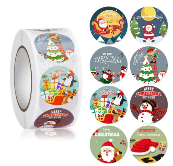 Christmas Stickers Labels Seals Gift Craft Xmas Card Making Festive Label 25mm - Design 5