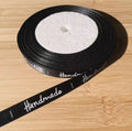 20 Meter Roll " Handmade" Print Satin Ribbon Full Whole Roll Sew On Label - Black