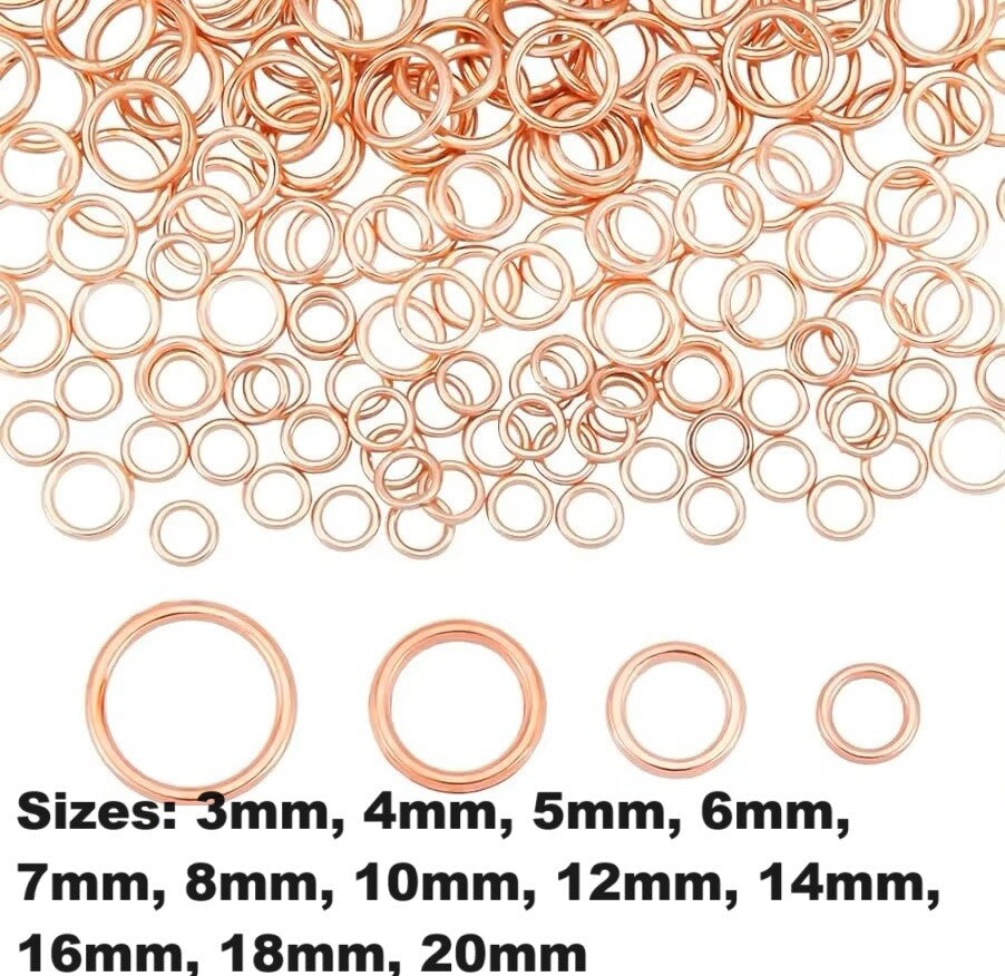 Rose Gold Jump Rings - Ring Connectors Jewellery Craft Connector Sizes 3mm-20mm