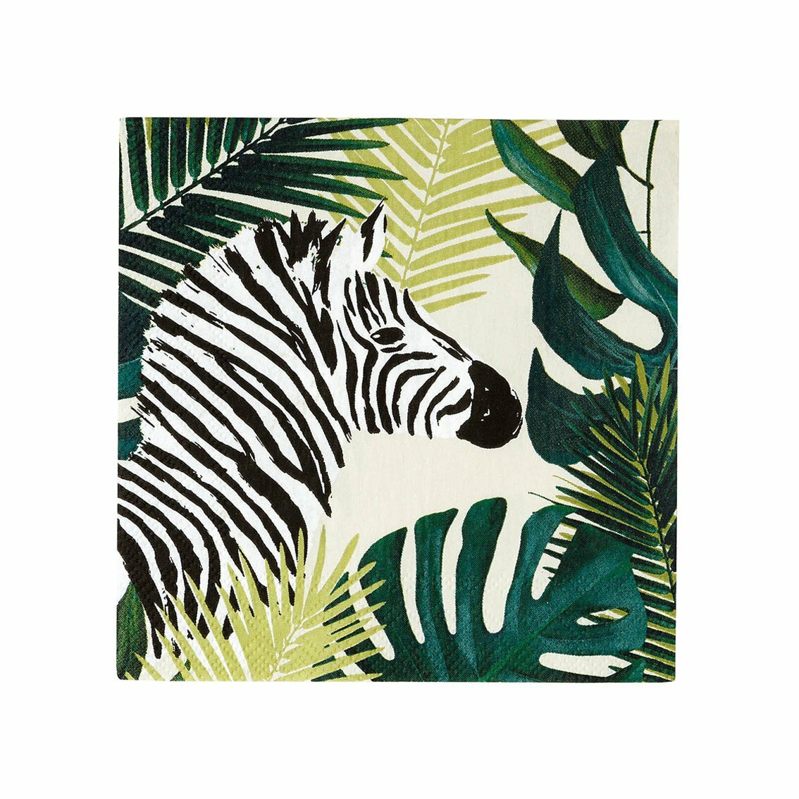 Paper Napkins Party Table Decorations Set Tropical Bunny Alice in Wonderland - Tropical Palm Zebra Napkins - 20 Pack