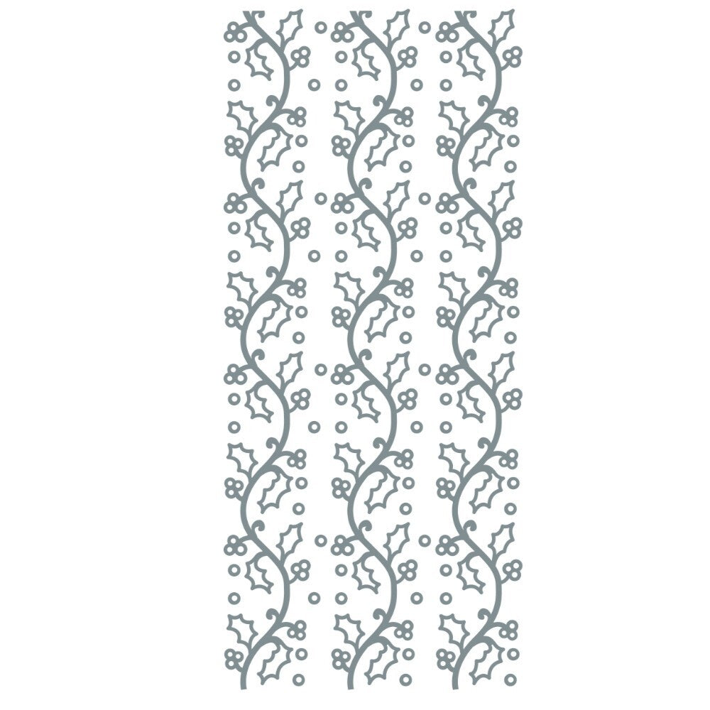 Holly Merry Christmas Mirror Shine Peel Off Sticker Card Making Craft Stickers - Silver
