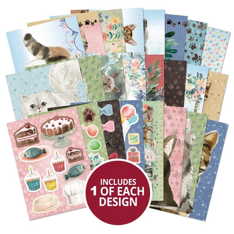 Hunkydory Little Books 20/24/25 Pack - Christmas Birthday Card Making Scrapbook - Curious Cats
