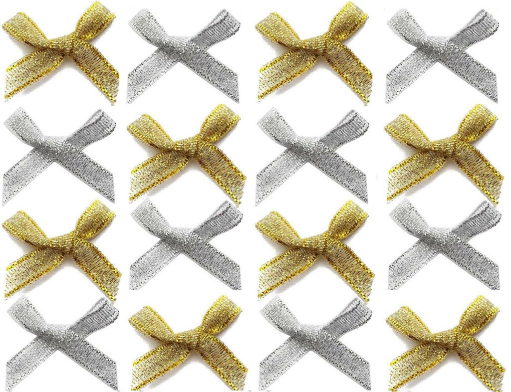 3cm Lurex Bow 6mm Metallic Bows Pre Tied Ribbon Sewing Crafts Wedding Cards