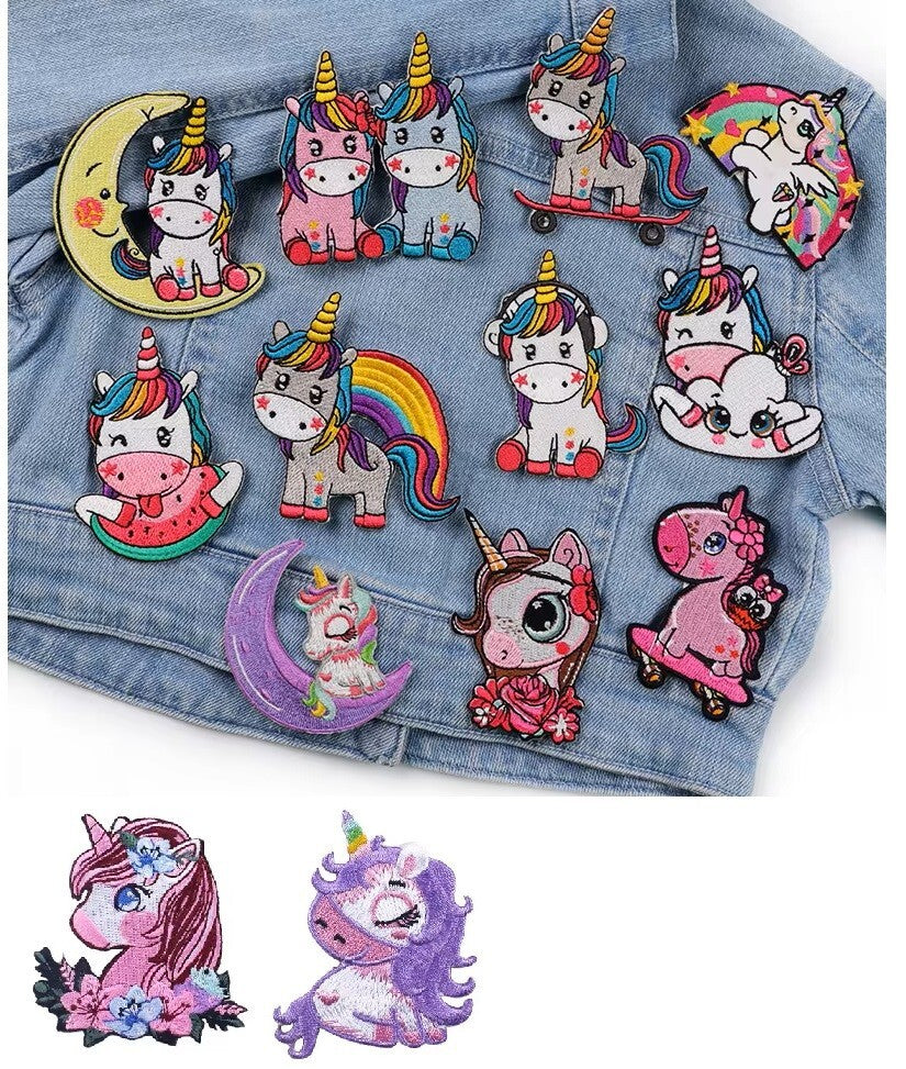 Unicorn Patch Rainbow Embroidered Iron on Sew on Patches Clothing Applique