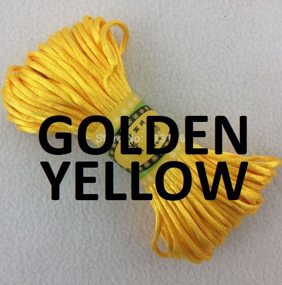 Cord Silky Satin Kumihimo Braiding Rattail Macrame 2mm Thick 5/10/20 Meter - Golden Yellow