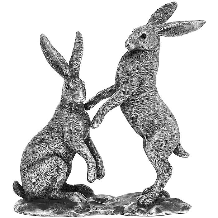 Bronze or Silver Hare Rabbit Wildlife Animal Ornament Gift Leonardo Reflections - Silver Hare Pair