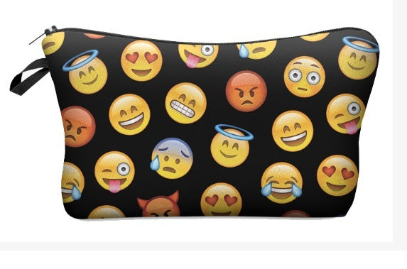 3D Unicorn Celeb Make Up Cosmetic Bag Pouch Purse Pencil Case Bag Travel Gift - Emoji Faces
