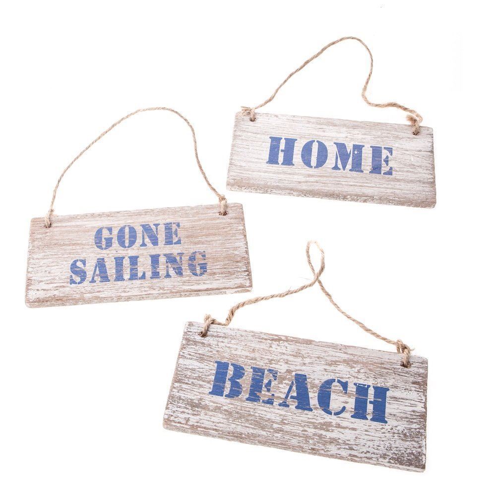 Nautical Wooden Hanging Plaque Sign Home Gift - Rectangle Design - Gisela Graham - All Three Designs - One of Each