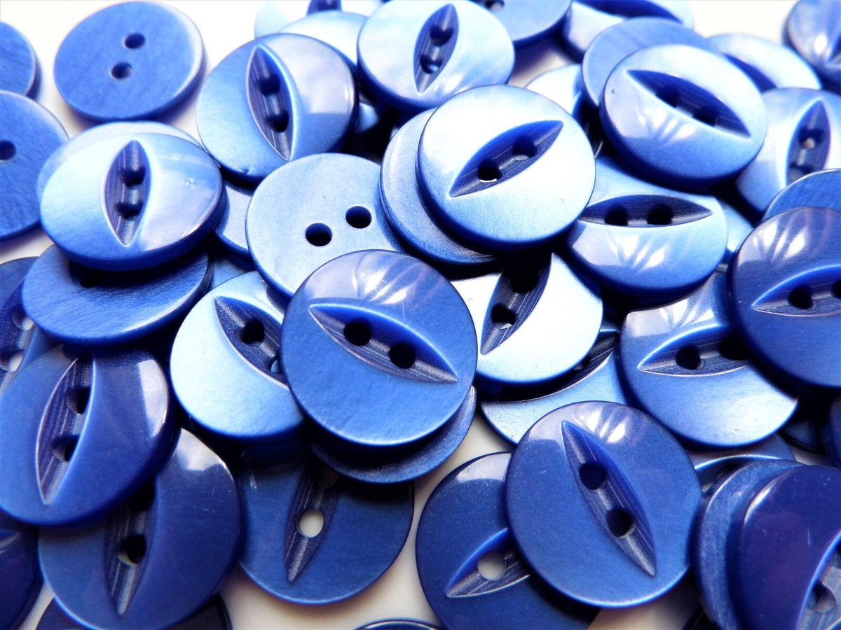 Fish Eye Buttons - 27 Colours 11.5mm 14mm 16mm 19mm - Eyed Buttons Baby Buttons - Royal Blue