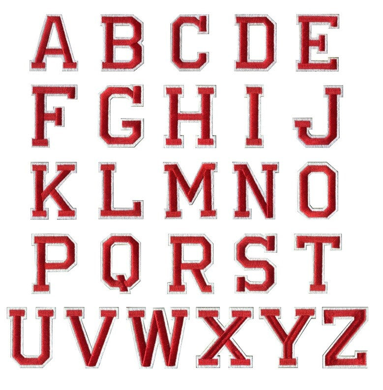 Red Letter Patch Patches Iron or Sew on Alphabet Embroidery Customise Clothes
