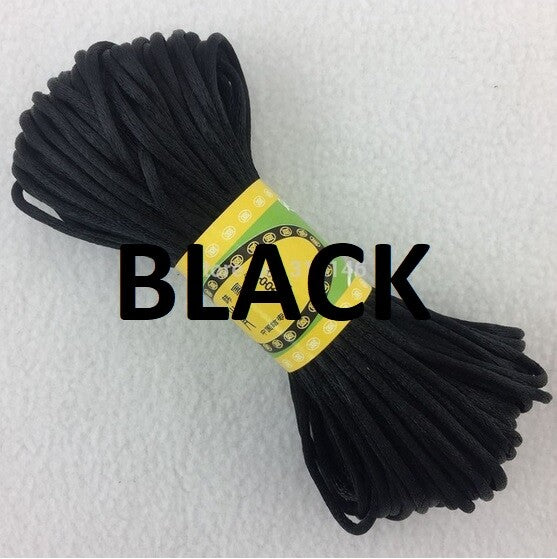 Cord Silky Satin Kumihimo Braiding Rattail Macrame 2mm Thick 5/10/20 Meter - Black