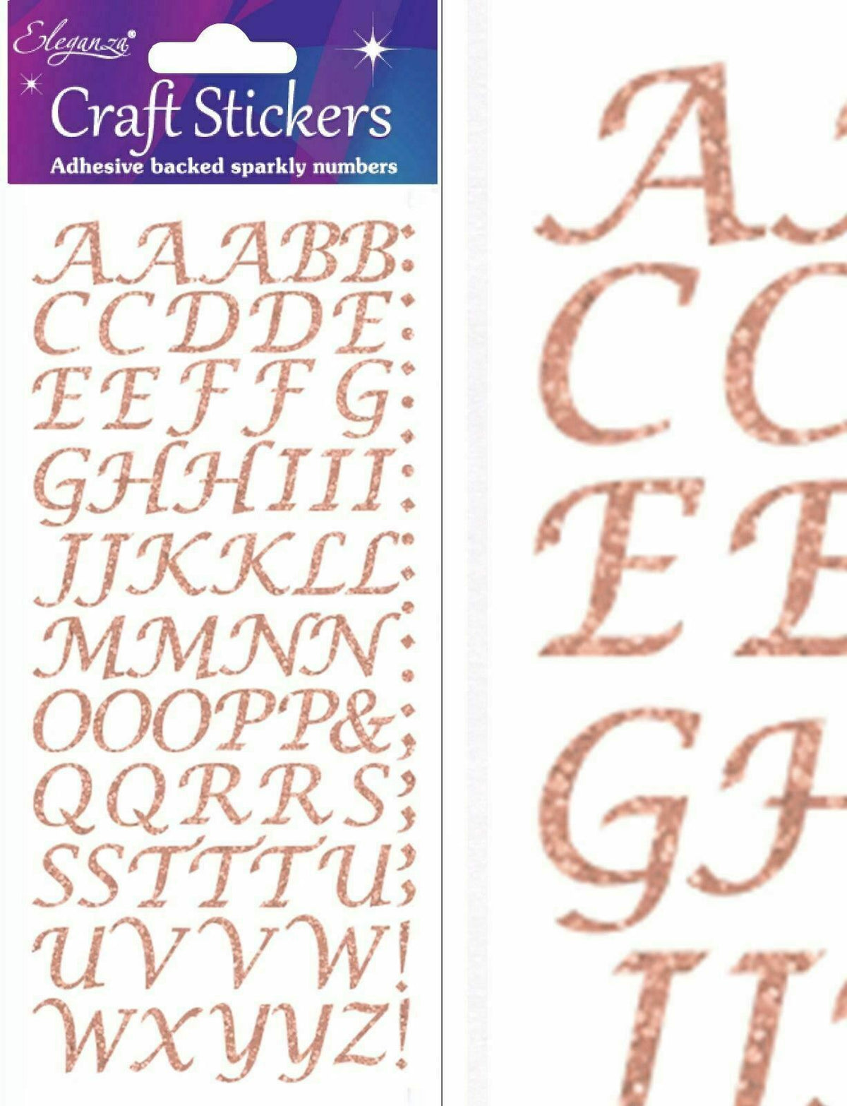 Self Adhesive Glitter Diamante Letters Number Alphabet Stickers Peel Off - Alphabet Rose Gold Stylised