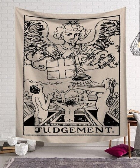 Tarot Wall Art Hanging Fabric Astral Throw Altar Cloth Wiccan Gothic Pagan Gift - Judgement 95x73cm