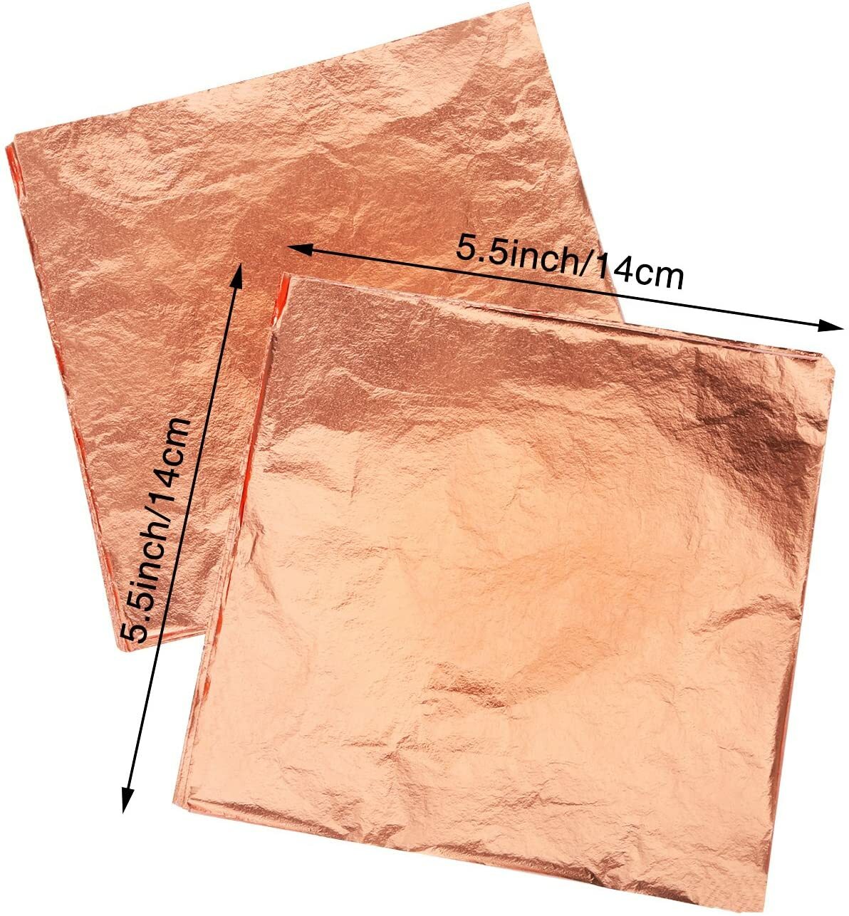 100 Sheets Rose Gold Silver Copper Leaf Foil Gilding Decoupage 14x14cm - Rose Gold