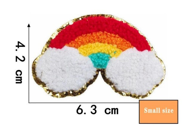 Rainbow Chenille Iron on Sew on Patch Customise Clothing Patches - Rainbow Design 1 - Smaller