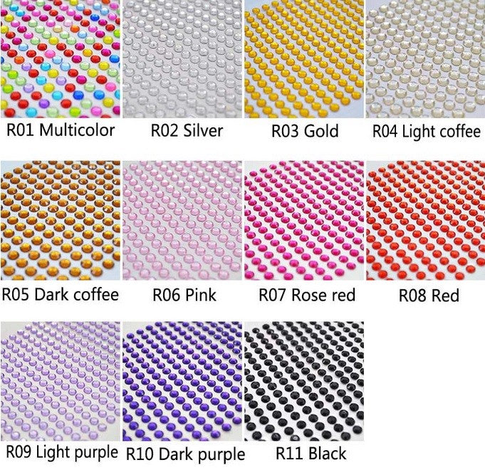 900/646 Crystals Self Adhesive Rhinestone Diamante Crystal Stickers 4mm/5mm - 07 Rose Red