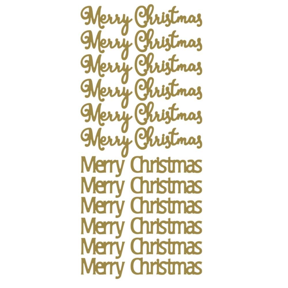 Merry Christmas Mirror Shine Peel Off Sticker Card Making Craft Stickers - Gold