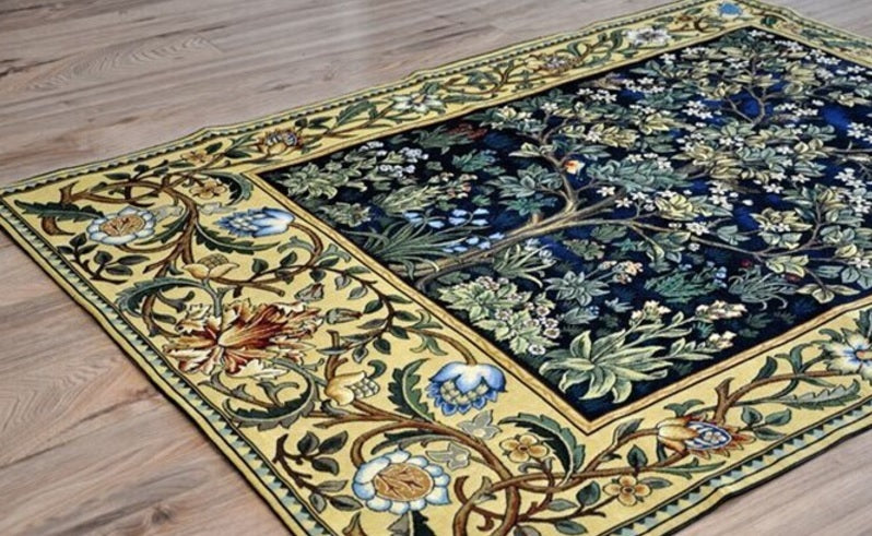 Tree of Life Loom Woven Tapestry William Morris 88 x 68 cm Dark Blue