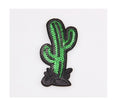 Sequins Cactus Succulent Plant Patch Iron on 7x4cm Green and Black