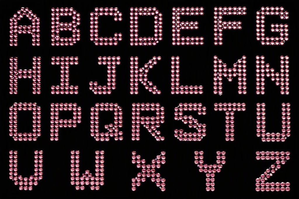 Silver Pink Rhinestone Patches Letter Alphabet Patch Iron on Glue on Sew on 3cm - Pink