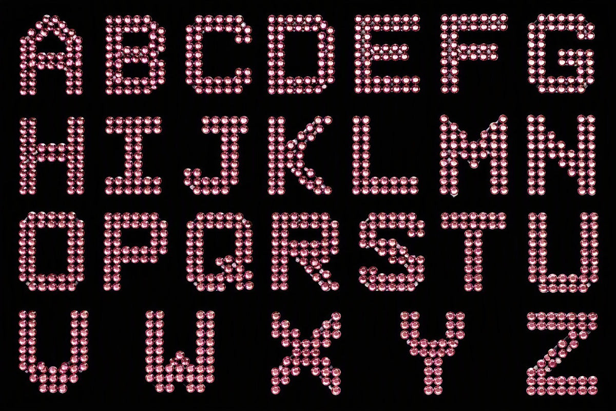 Silver Pink Rhinestone Patches Letter Alphabet Patch Iron on Glue on Sew on 3cm - Pink