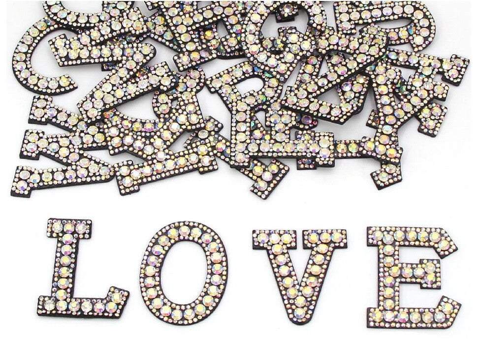 Rhinestone Letter Patch Patches Glue Sew Alphabet Embroidery Letters