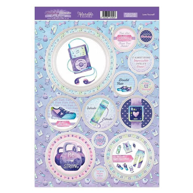 Hunkydory Greeting & Birthday Card Topper Making Kits Luxury Toppers for Cards - Love Yourself